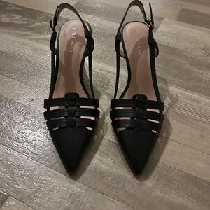 Cole Haan Black Strappy Slingback Heels